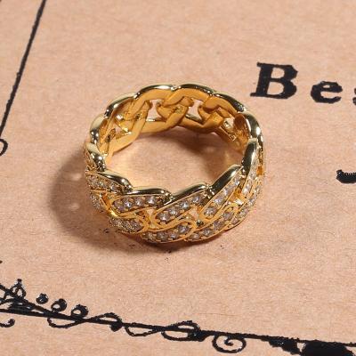 China FASHIONABLE Wholesale Shape Diamond Chain Polish Real 18k Gold Plated Ring For Women Jewelry for sale