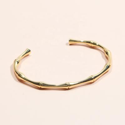 China 2022 CLASSIC Fashionable Real Gold Bangles High Quality Charm Adjustable Bamboo Open Bangles For Women Jewelry for sale