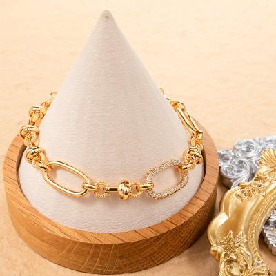 China 2022 hot luxury brand FASHIONABLE 18k real gold plated gemstone link chain bracelets for women jewelry for sale