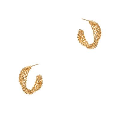 China Mixed CLASSIC Wholesale Trendy Gold Small Circle Hollow Twisted Stud Earrings For Women And Girl Gift Jewelry for sale