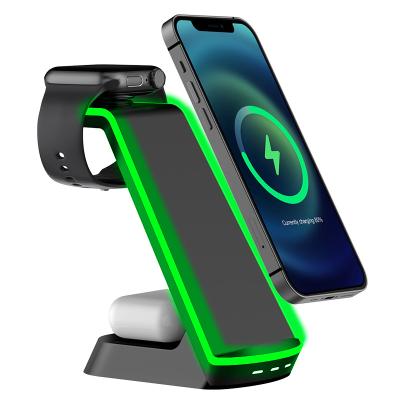 China Z84 Mobile Charge 2022 Upgraded 3 in 1 Wireless Charger Stand with Breathing Indicator for iPhone 13/12/11 Pro/XS, AirPods 3/2/1/pro for sale