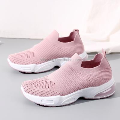 China New Pedal Sports Breathable Flight Woven Mesh Shoes Women's Shoes Foreign Trade Fashion Trend Large Size Flat Casual Women's Shoes for sale