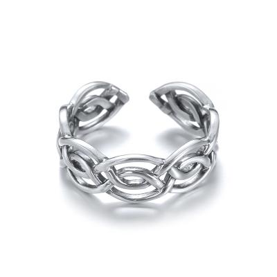 China Friendly Ring 925 Sterling Silver Open Sterling Silver Ring With Modern Environmentally JUJIE Weave Pattern Design for sale