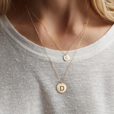 China Environmentally Friendly Laser Letter Initial Alphabet Pendant Necklace Stainless Sets JUJIE Gold Plated Women for sale