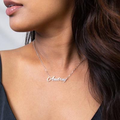 China JUJIE 18K Custom Stainless Steel Custom 14K Gold Plated Laser Name Necklace Environmentally Friendly For Wholesale for sale