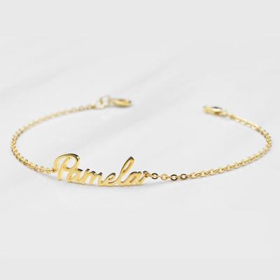 China Factory Supplier Environmentally Friendly High Quality 14K 18k Gold Stainless Steel Custom Name JUJIE Bracelet for sale