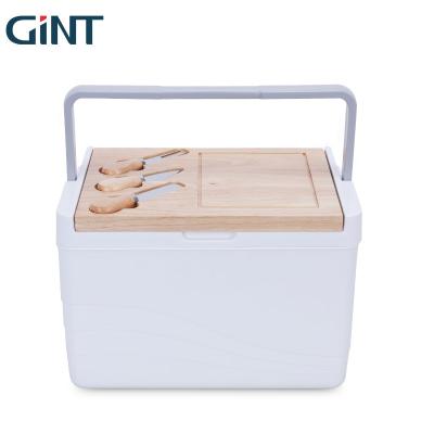 China Gint Waterproof Factory Direct High Quality Cooler Box With Wooden Knives And Forks Lid for sale