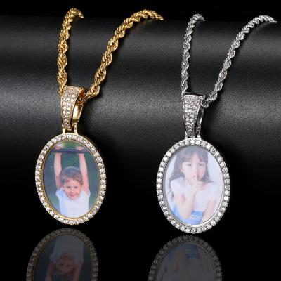 China Good Quality Hiphop New Photo Memory Lockets Picture Necklace Supplies AAA CZ Copper CZ Pendant Jewelry for sale