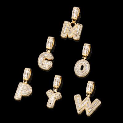 China Custom White Hip Hop CZ Stones Alphabet Hitter Iced Out A-Z Initial Glitter 18k Gold 26 Wand Letter Pendant for sale