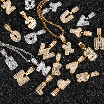 China Hiphop 2021 Customized Bling King HipHop Iced Letter Jewelry Pendant Crystal Flower Wand Real Hiphop Letter Pendant for sale