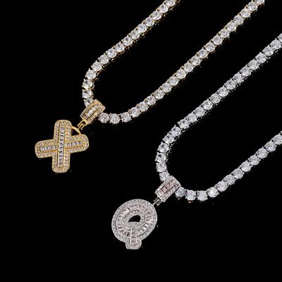 China Personalized Hiphop Hip Hop Micro Pave Icy CZ Letters Name Love Hiphop Tennis Necklace With Letter Wand Pendants for sale