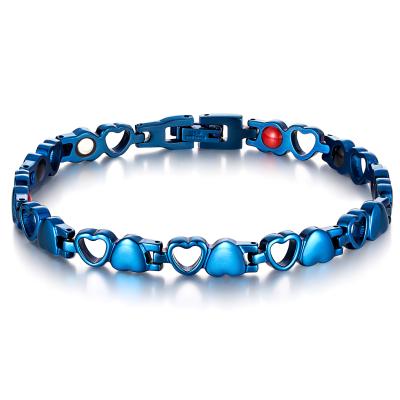 China CLASSIC Anti-fatigue 316L Wholesale Custom Heart Hollow Jewelry 4 in 1 Bio Health Women Magnetic Bracelet for sale