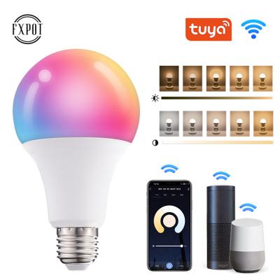 China High Efficiency Fxpot New Design Alexa Lamp Wifi Connect Tuya Control B22 E26 E27 10watt RGB Led Smart Bulb Light for sale