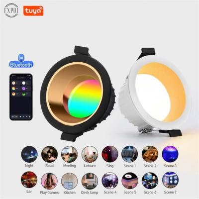 China High Efficiency Fxpot High Efficiency Recessed Wifi Phone Voice Remote Control Round 10w Led RGB Smart Tuya Downlight for sale