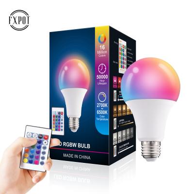 China High Efficiency FXPOT E27 E26 B22 3W 5W 9W RGBW Creative Colorful Remote Control Led Smart Bulb for sale