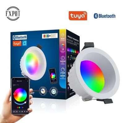 China High Efficiency Fxpot Tuya Bluetooth Group Control Dimming 10w 15w Smart RGB Led Downlight With Google Home Alexa for sale