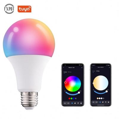 China High Efficiency Fxpot Round Shape Wifi Control Adjustable RGB Color Lighting E27 E26 B22 10w Led Tuya Smart Light Bulb for sale