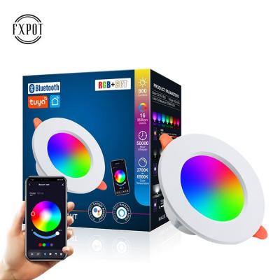 China High Efficiency Fxpot Custom Alexa Lamp Google Home Bluetooth Control RGB Dimming 9w 10w 15w Led Smart Tuya Downlight for sale