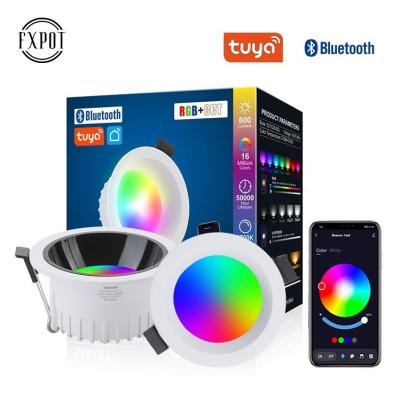 China High Efficiency Fxpot New Design Recessed Tuya Group Control Smart Dimming RGB Light 10w 15w Led Bluetooth Downlight for sale