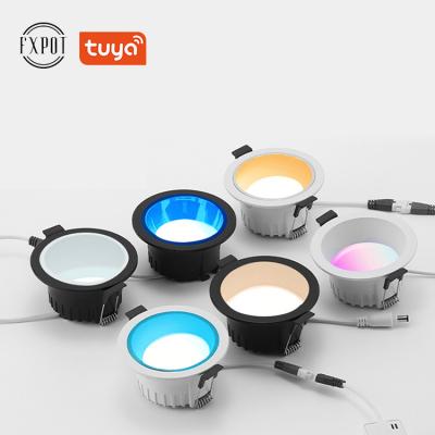 China High Efficiency FXPOT Music Sync Voice Control Tuya App 10W RGB Dimmable Lighting Smart Wifi Led Downlight for sale