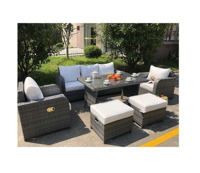 China Modern 6pcs Modern Pieces Best Seller Outdoor Furniture Plastic Wicker Sofa Set Rattan For Lawn, Patio With Table for sale