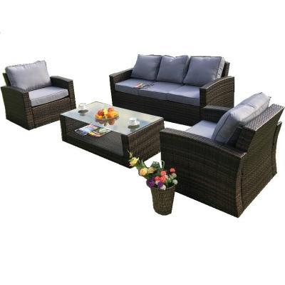 China Modern 4pcs Modern Patches Best Seller Outdoor Furniture Plastic Wicker Sofa Set Rattan For Lawn, Patio With Table for sale