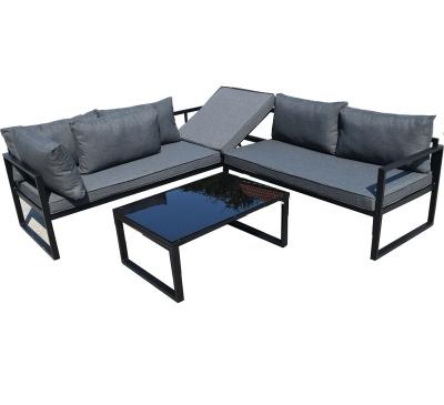 China Modern 3pcs Modern Patches Best Selling Garden Outdoor Metal Aluminum Sofa Bed Furniture Set For Lawn, Patio With KD Design for sale