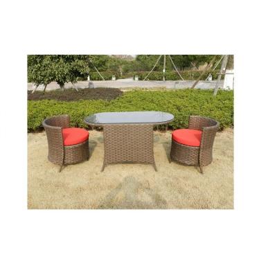 China Modern Backyard Outdoor Garden Furniture Rattan Wicker Chairs And Table Conversation Set With Cushions for sale