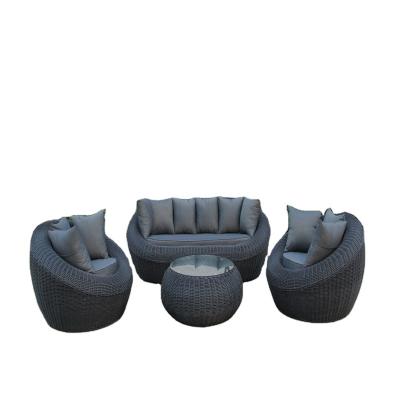 China Modern outdoor patio rattan round sofa tea table for hotel balcony leisure sofa set for sale