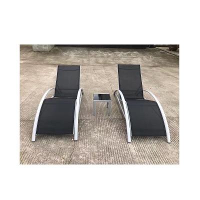 China Modern Outdoor Lounger 3 Piece Furniture Set Metal Frame Pool Side Sun Chair Set With Table for sale