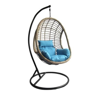 China Modern Patio Hanging Egg Chair Cover - Waterproof Outdoor Single Wicker Seat Swing Egg Chair with Stand for sale