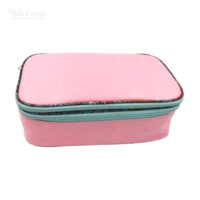 China PVC Lady Bag With Printing Zipper Bag Pouch Ladies Makeup 2 Layers PVC Casual Cosmetic Bag for sale