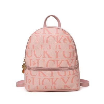 China Good Quality Stylish Colorful Adjustable Strap PU Office Letter Pattern Adjustable Strap Small Shoulder Backpack For Women for sale