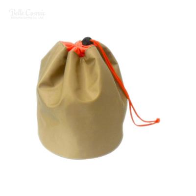 China Chic Tan Nylon Composite Fabric With Light Orange Material Trim Drawstring Bag For Women for sale