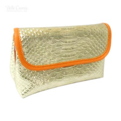 China Classy Gold Snake PU With Light Orange Cuboid Trim Bag For Women for sale