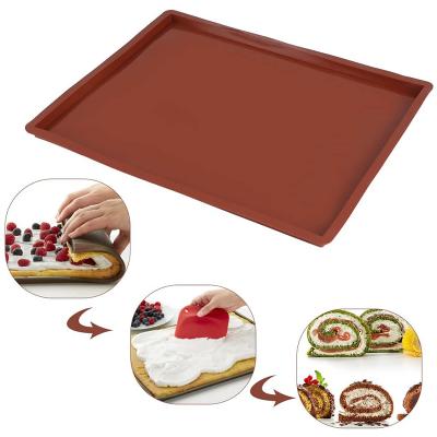 China Viable Colorful Reusable Non-Stick Silicone Baking Mat Pastry Log Mat with Edges for sale