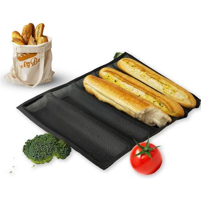 China Viable factory sells fiberglass silicone high temperature resistant black non-stick french loaf pans for baking oven for sale