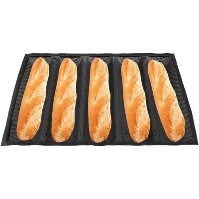 Cina Sustainable Premium High Temperature Resistant Food Grade 46x33cm Perforated Silicone Coated Fiberglass Loaf Baguette Mold in vendita