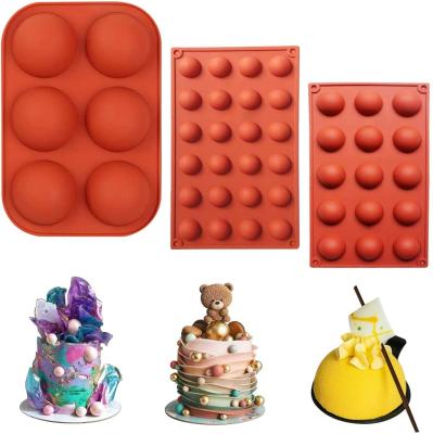 China Free Sample 5/6/8/15/24-Cavity Sustainable Food Grade Silicone Chocolate Mold For To Make Hot Chocolate Bombs, Round Candy for sale