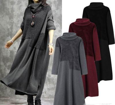 China 2022 Autumn/Winter Women's New Wool Solid Color High Collar Long Sleeve Dress Coat Anti-Static Irregular Quilting Hoodie for sale