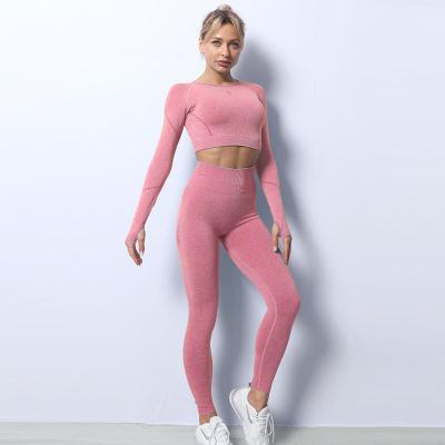 China 2021 Seamless Breathable Women Knit 2 Piece Yoga Suit Yoga Set Crac! crack! breathable butt yoga set for sale