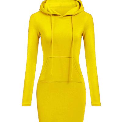 China Anti-wrinkle Autumn Solid Color Knit Autumn Winter Women Hoodie Dress Women 2021 for sale