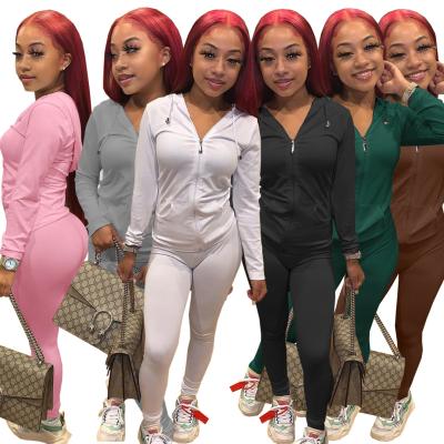 China 2021 Spring Women's Solid Color Hooded Casual Sweatsuit Hoody Women Breathable Sweat Suits for sale