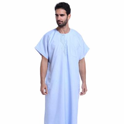 China Modest Muslimah Styling Short Sheath 2021 Wholesale Middle East Muslim Men's Arabic Long Robes Plus Size Islamic Clothing for sale