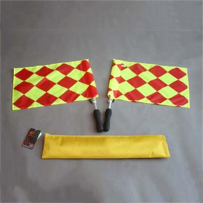 China Polyester Soccer Referee Flag Sports Match Soccer Linesman Flags With Case Referee Equipment-2 Designs for sale