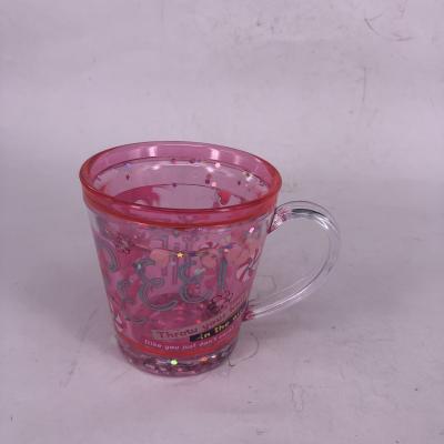 China Double Wall Plastic Ice Cup Plastic Freezer Cup With Water For Kid With HANDLE for sale