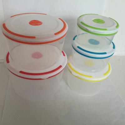 China Sustainable 5 Pcs Kitchen Custom Round Stackable Plastic Food Container for sale