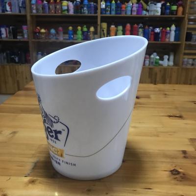 China Viable Top Selling High Quality Custom Logo Bevel Connection 3.5L Plastic Beer Ice Buckets For Beer Thicken PS Double Handle for sale