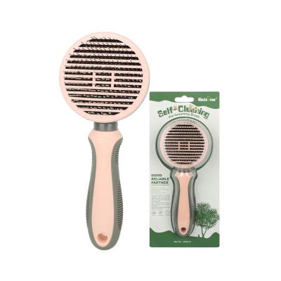 China Durable Dog Hair Removal Grooming Comb One-Key Hair Removal Quality Pet Comb Brush With Stainless Steel Needle for sale