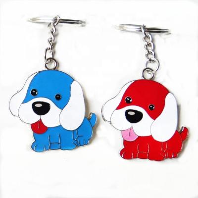 China Promotional Gifts/Souvenirs/Decoration/Collection Wholesale Fancy Metal Animal Tags Customized Small Puppy Key Chains Ring Holders Cheap Free Silver Plated for sale